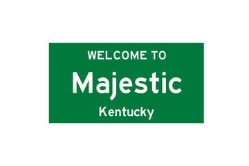 Majestic, Kentucky, USA. City limit sign on transparent background. 