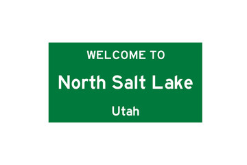 North Salt Lake, Utah, USA. City limit sign on transparent background. 