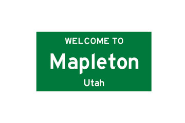 Mapleton, Utah, USA. City limit sign on transparent background. 