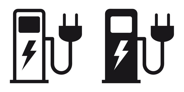 ofvs201 OutlineFilledVectorSign ofvs - electric car charging vector icon . car charger sign . e-mobility . isolated transparent . black outline and filled version . AI 10 / EPS 10 . g11541