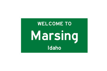 Marsing, Idaho, USA. City limit sign on transparent background. 