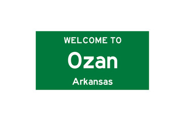 Ozan, Arkansas, USA. City limit sign on transparent background. 