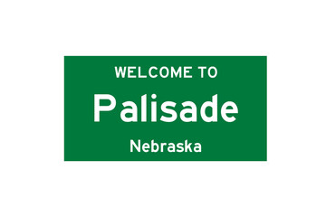 Palisade, Nebraska, USA. City limit sign on transparent background. 