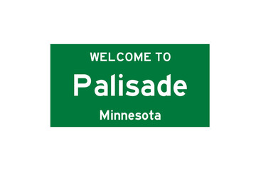 Palisade, Minnesota, USA. City limit sign on transparent background. 