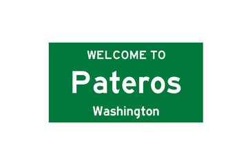 Pateros, Washington, USA. City limit sign on transparent background. 
