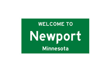 Newport, Minnesota, USA. City limit sign on transparent background. 