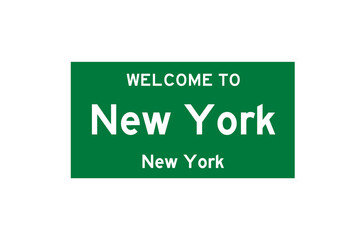 New York, New York, USA. City limit sign on transparent background. 
