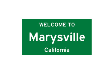 Marysville, California, USA. City limit sign on transparent background. 