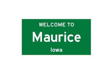 Maurice, Iowa, USA. City limit sign on transparent background. 