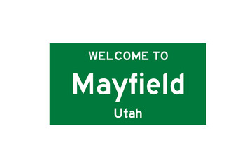 Mayfield, Utah, USA. City limit sign on transparent background. 