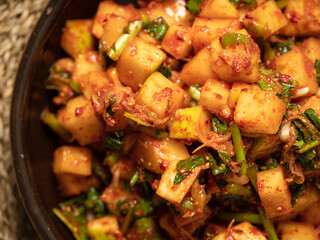 Kimchi close-up on a plate