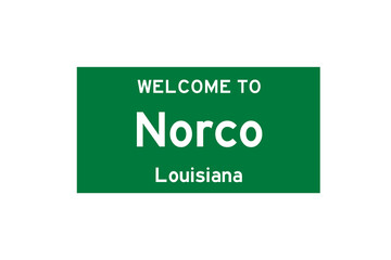 Norco, Louisiana, USA. City limit sign on transparent background. 