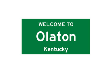 Olaton, Kentucky, USA. City limit sign on transparent background. 