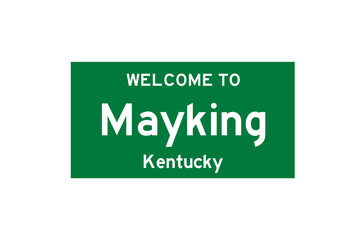 Mayking, Kentucky, USA. City limit sign on transparent background. 