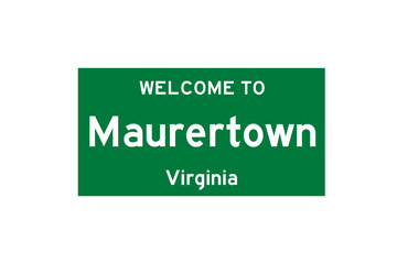 Maurertown, Virginia, USA. City limit sign on transparent background. 