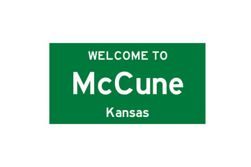 McCune, Kansas, USA. City limit sign on transparent background. 