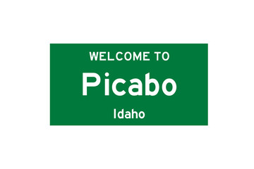 Picabo, Idaho, USA. City limit sign on transparent background. 