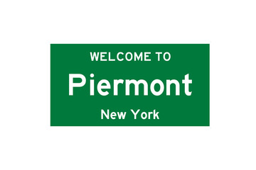 Piermont, New York, USA. City limit sign on transparent background. 
