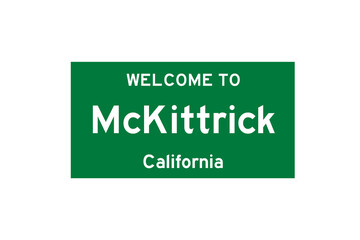 McKittrick, California, USA. City limit sign on transparent background. 