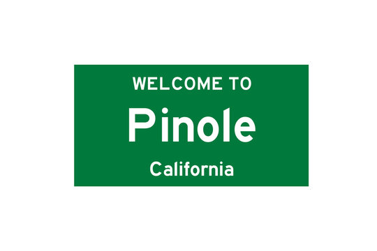 Pinole, California, USA. City limit sign on transparent background. 