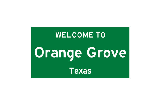 Orange Grove, Texas, USA. City limit sign on transparent background. 