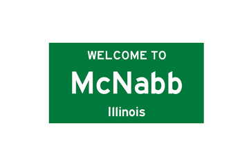 McNabb, Illinois, USA. City limit sign on transparent background. 