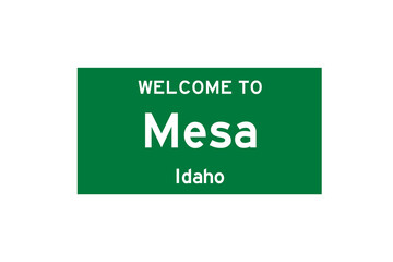 Mesa, Idaho, USA. City limit sign on transparent background. 