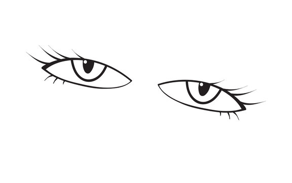 Eyes. Look. Outline image on a white background.Vector illustration.300 dpi.