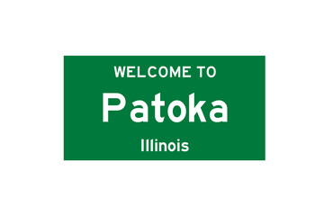 Patoka, Illinois, USA. City limit sign on transparent background. 