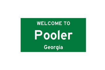 Pooler, Georgia, USA. City limit sign on transparent background. 