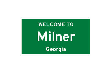 Milner, Georgia, USA. City limit sign on transparent background. 