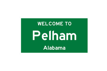 Pelham, Alabama, USA. City limit sign on transparent background. 