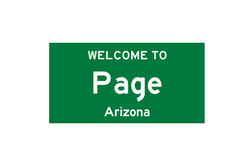 Page, Arizona, USA. City limit sign on transparent background. 