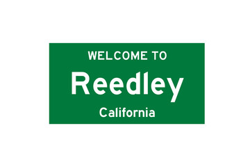 Reedley, California, USA. City limit sign on transparent background. 