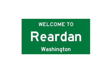 Reardan, Washington, USA. City limit sign on transparent background. 