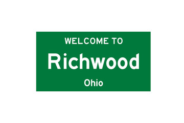 Richwood, Ohio, USA. City limit sign on transparent background. 