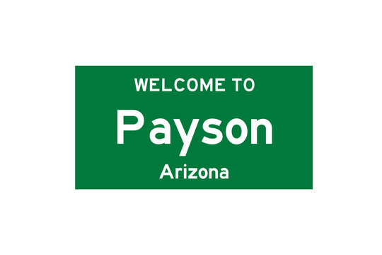 Payson, Arizona, USA. City limit sign on transparent background. 