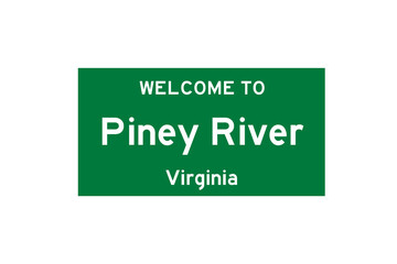 Piney River, Virginia, USA. City limit sign on transparent background. 