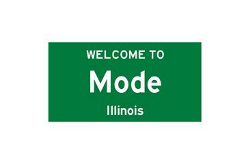 Mode, Illinois, USA. City limit sign on transparent background. 