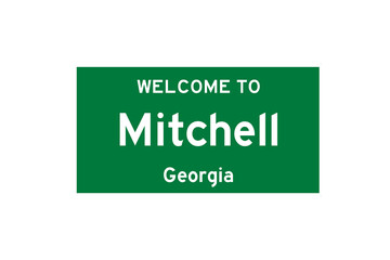 Mitchell, Georgia, USA. City limit sign on transparent background. 