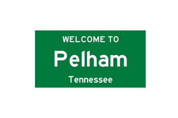 Pelham, Tennessee, USA. City limit sign on transparent background. 