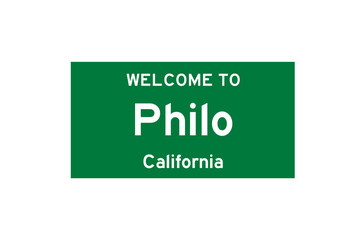 Philo, California, USA. City limit sign on transparent background. 