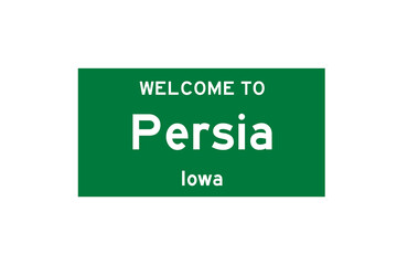 Persia, Iowa, USA. City limit sign on transparent background. 