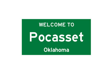 Pocasset, Oklahoma, USA. City limit sign on transparent background. 