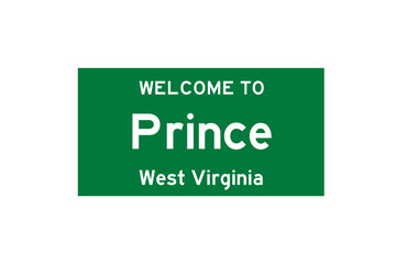 Prince, West Virginia, USA. City limit sign on transparent background. 