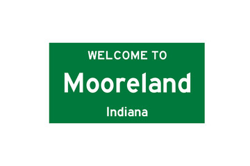 Mooreland, Indiana, USA. City limit sign on transparent background. 