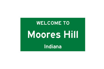 Moores Hill, Indiana, USA. City limit sign on transparent background. 
