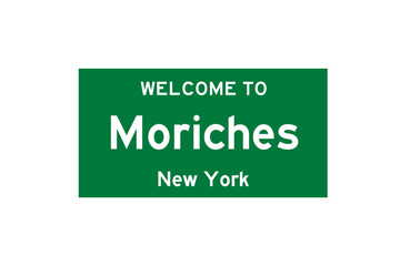 Moriches, New York, USA. City limit sign on transparent background. 
