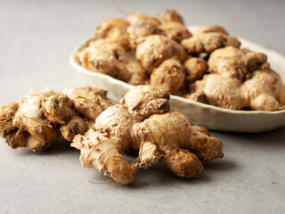fresh ginger on the table