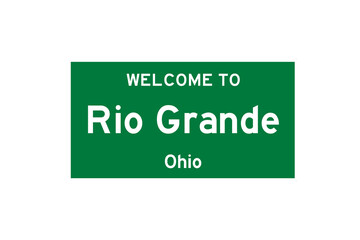 Rio Grande, Ohio, USA. City limit sign on transparent background. 